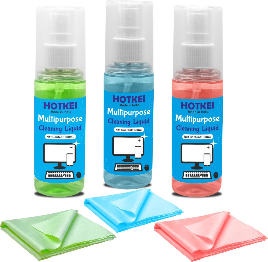 HOTKEI (Pack of 3) 100ml Combo Scented Laptop Screen Cleaner Cleaning Liquid Spray Kit for Laptops, Computers, Mobiles, Gaming-image-42