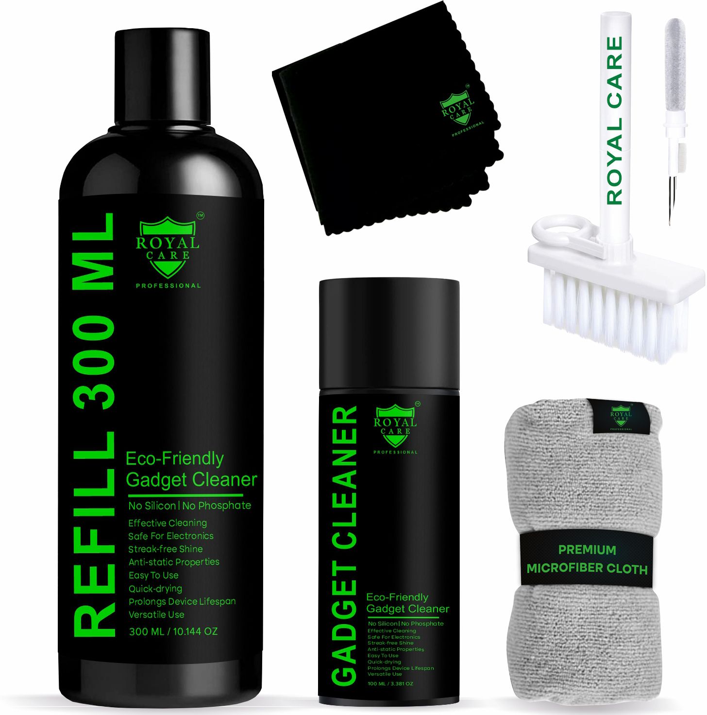 ROYAL CARE PROFESSIONAL Gadget Cleaner 100 Ml And Refill 300 Ml ,Cloth , Brush,1 Lens Cleaning Cloth for Computers-image-1