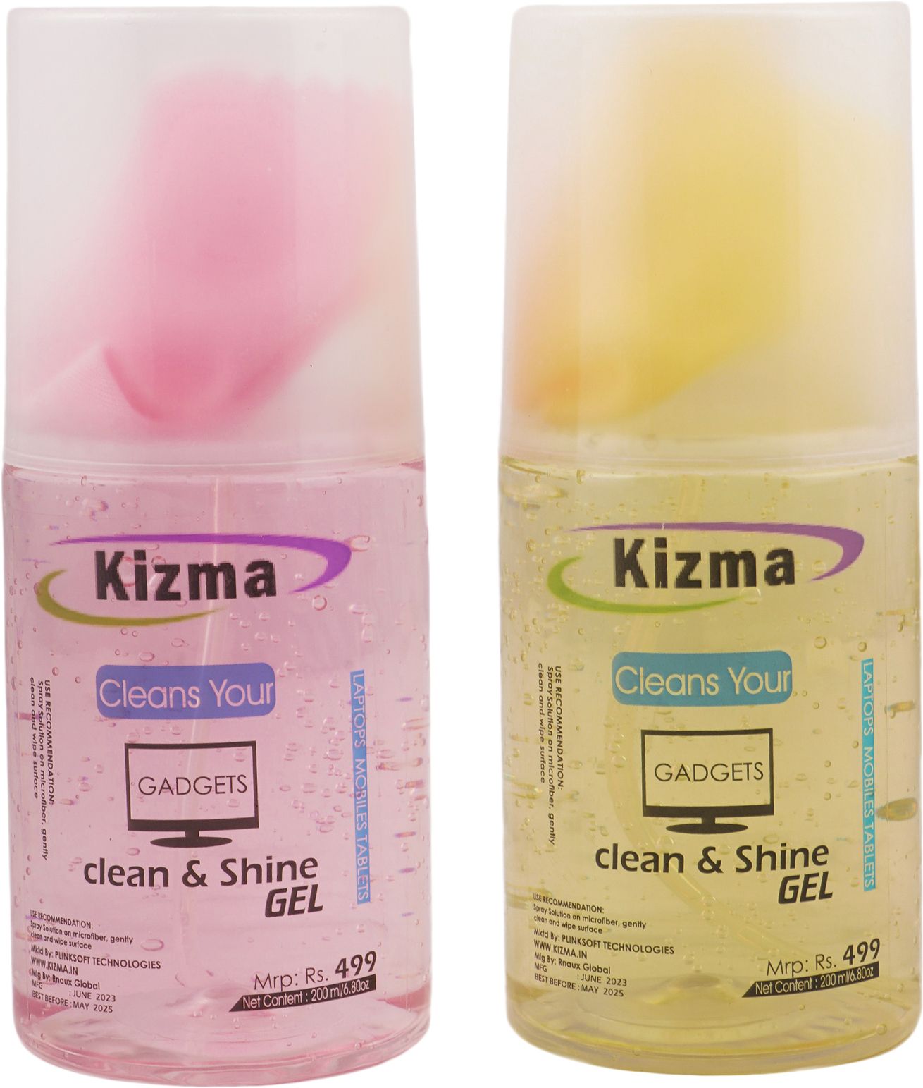 kizma 200ml. each 2 bottle with cloth liquid solution clean mobile/laptop screen for computers, mobiles, laptops