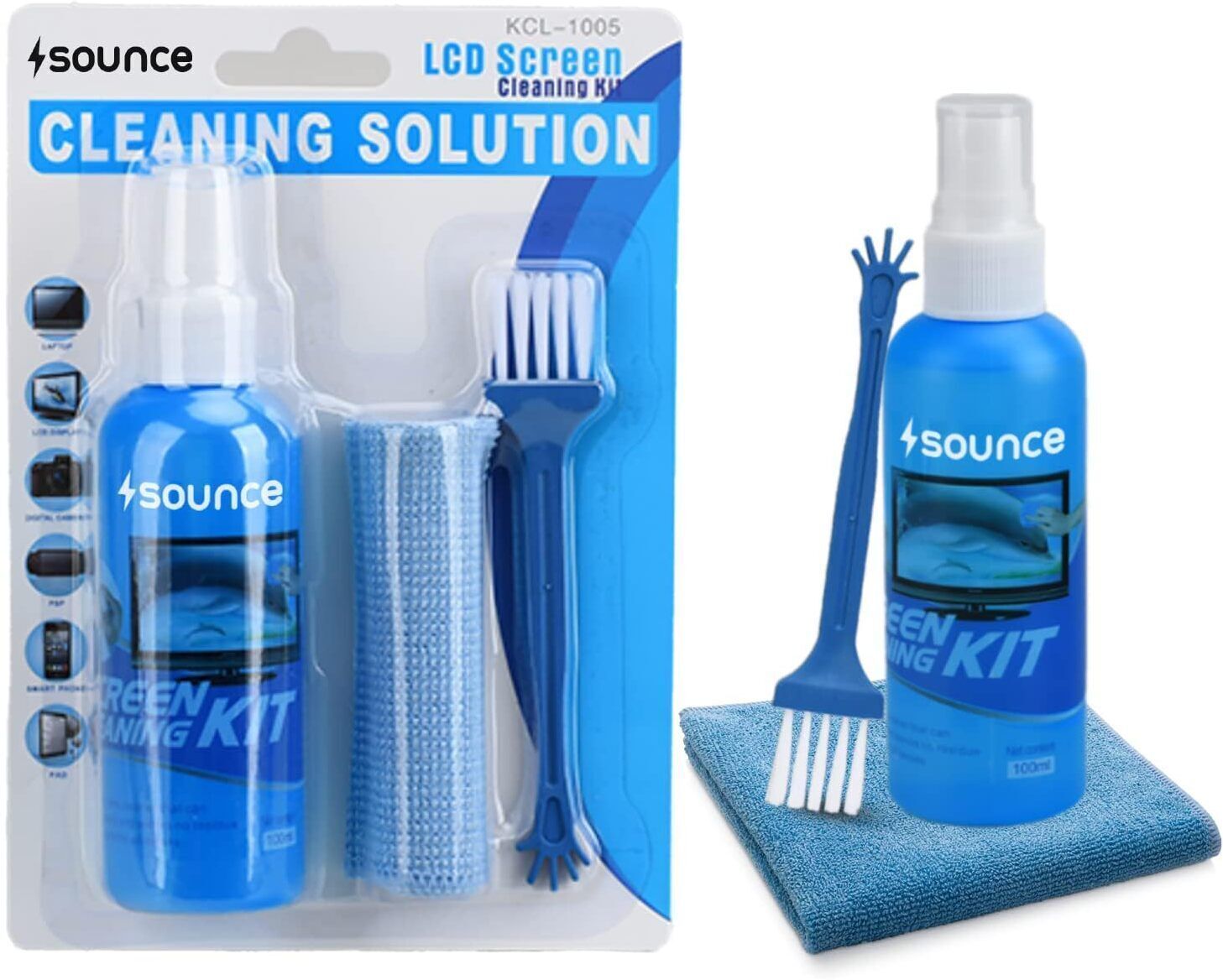 sounce 3 in 1 Screen Cleaning Set for PC, Laptops, Monitors, Mobiles, LCD, LED, TV for Computers, Laptops, Mobiles