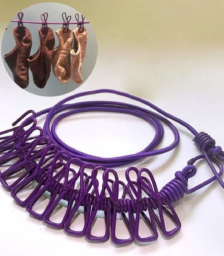 3m Long Cloth Drying Rope with 08 Clips and Flexible Hooks Rope Climbing Hold