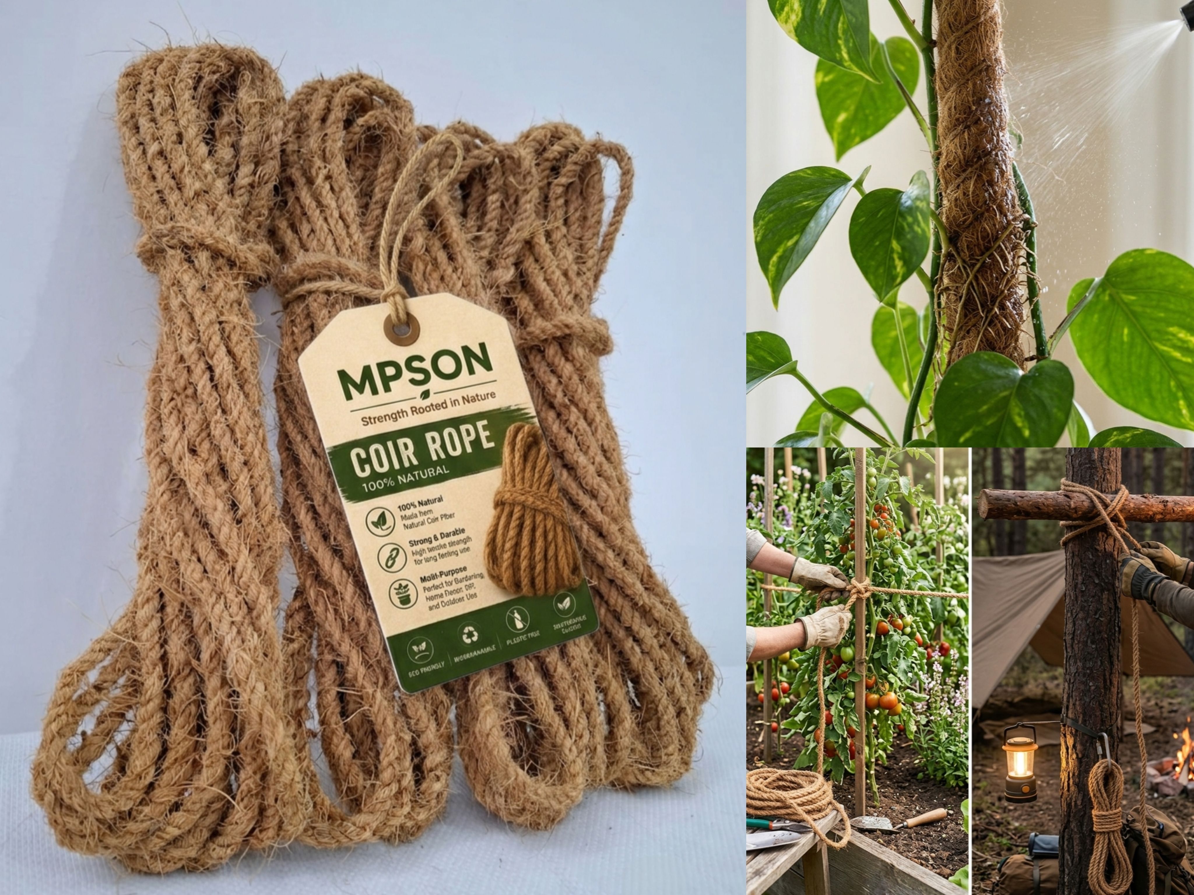 mpson 100% Natural Coir Rope | Strong Coconut Fiber String for Gardening Natural Brown-picture-21