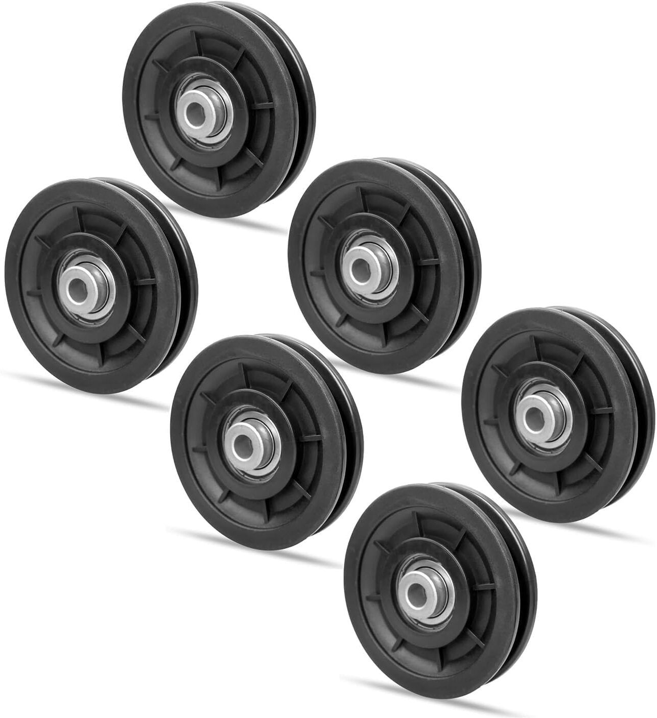 6Pcs Nylon Bearing Pulley Wheel(pack of 6) Multi-training Bar (Black) Climbing Pulley-image-22