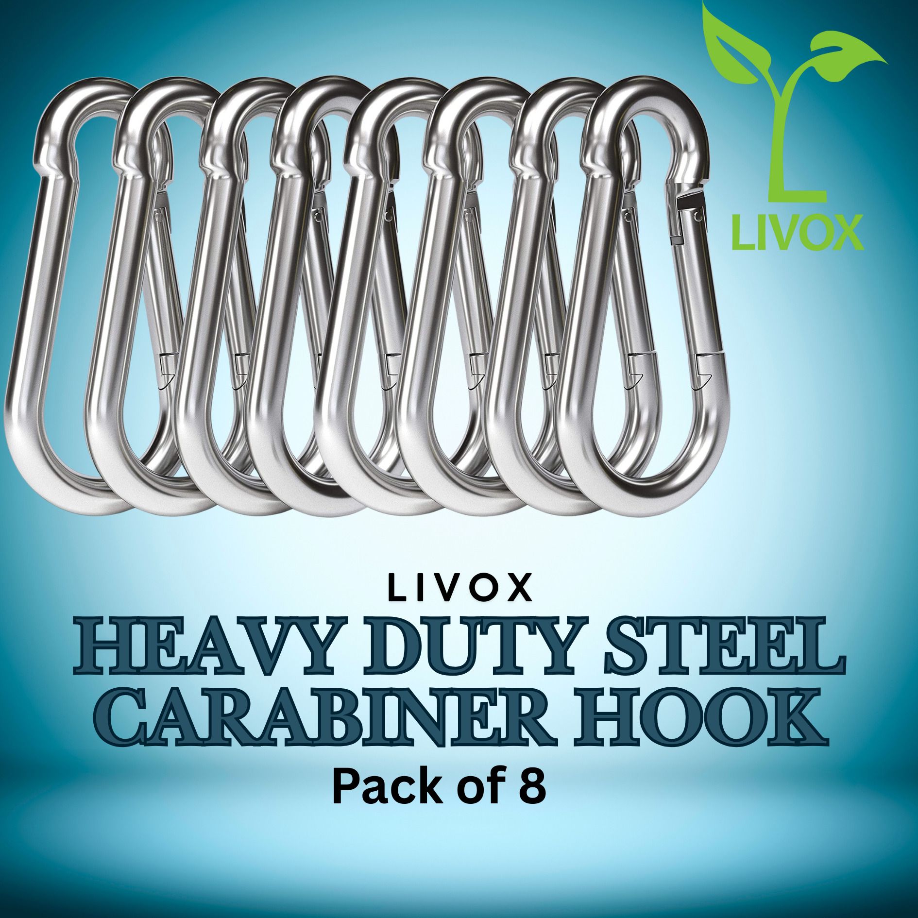 Durable Steel Carabiner Hook | Multi-Purpose Snap Clip | Pack of 8 Locking Carabiner-image-12