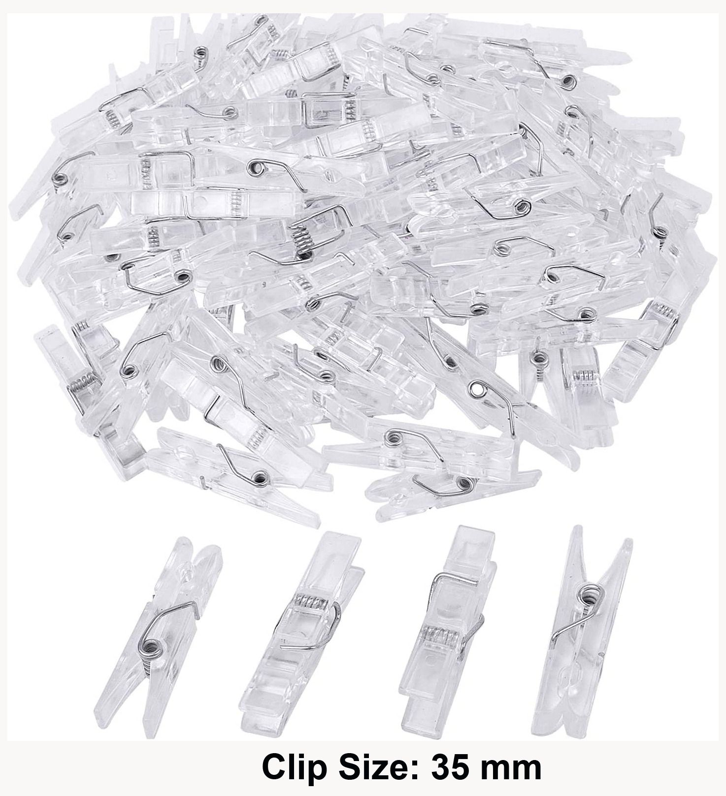 sudheeka 25 Pcs Mini Clear Pegs Tiny Photo Clips (Transparent, 35 MM) Plastic Cloth Clips-picture-10