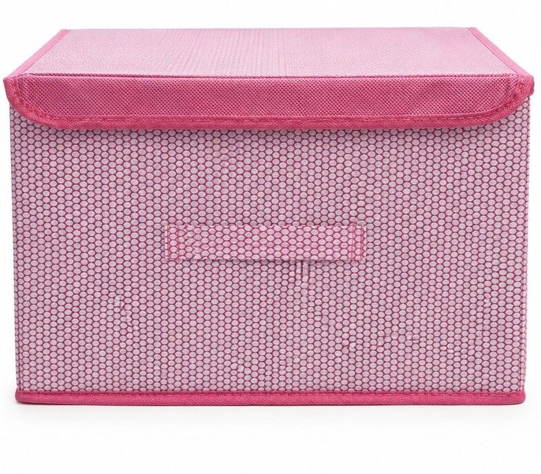Pink Foldable Non-Woven Fabric Storage Box with Lid Closet Divider-image-31