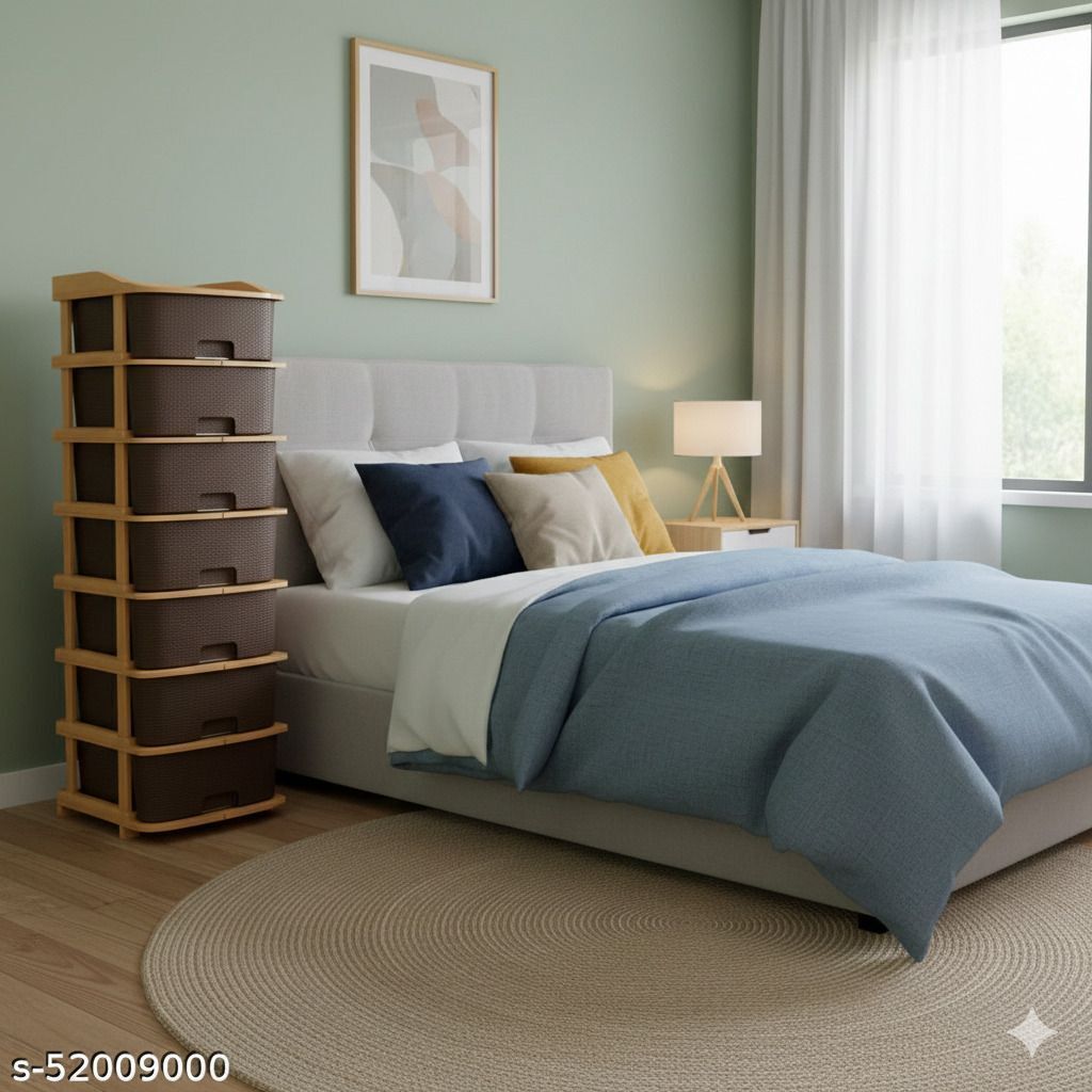 surety for safety 7 Layer Brown Nakoda Long Lasting Plastic Storage Chest For Closet Drawer Drawer Divider-picture-21