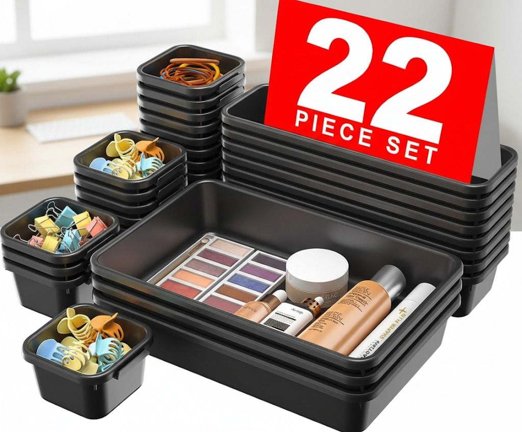Kitchen Organizer, Makeup Organizer & Desk Drawer Divider Tray Sets Drawer Divider-image-1