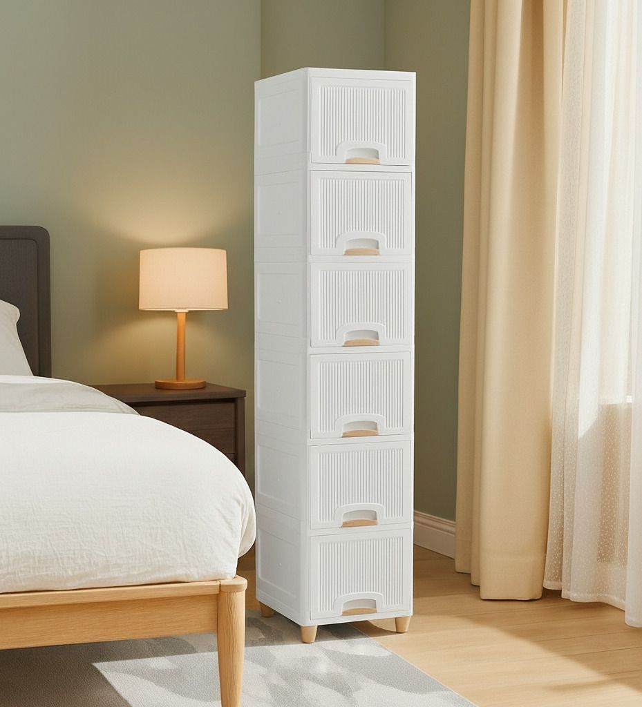 maxtid 6 Layer White Modular Storage Cabinet for Bedroom Clothes Drawer Divider-picture-27