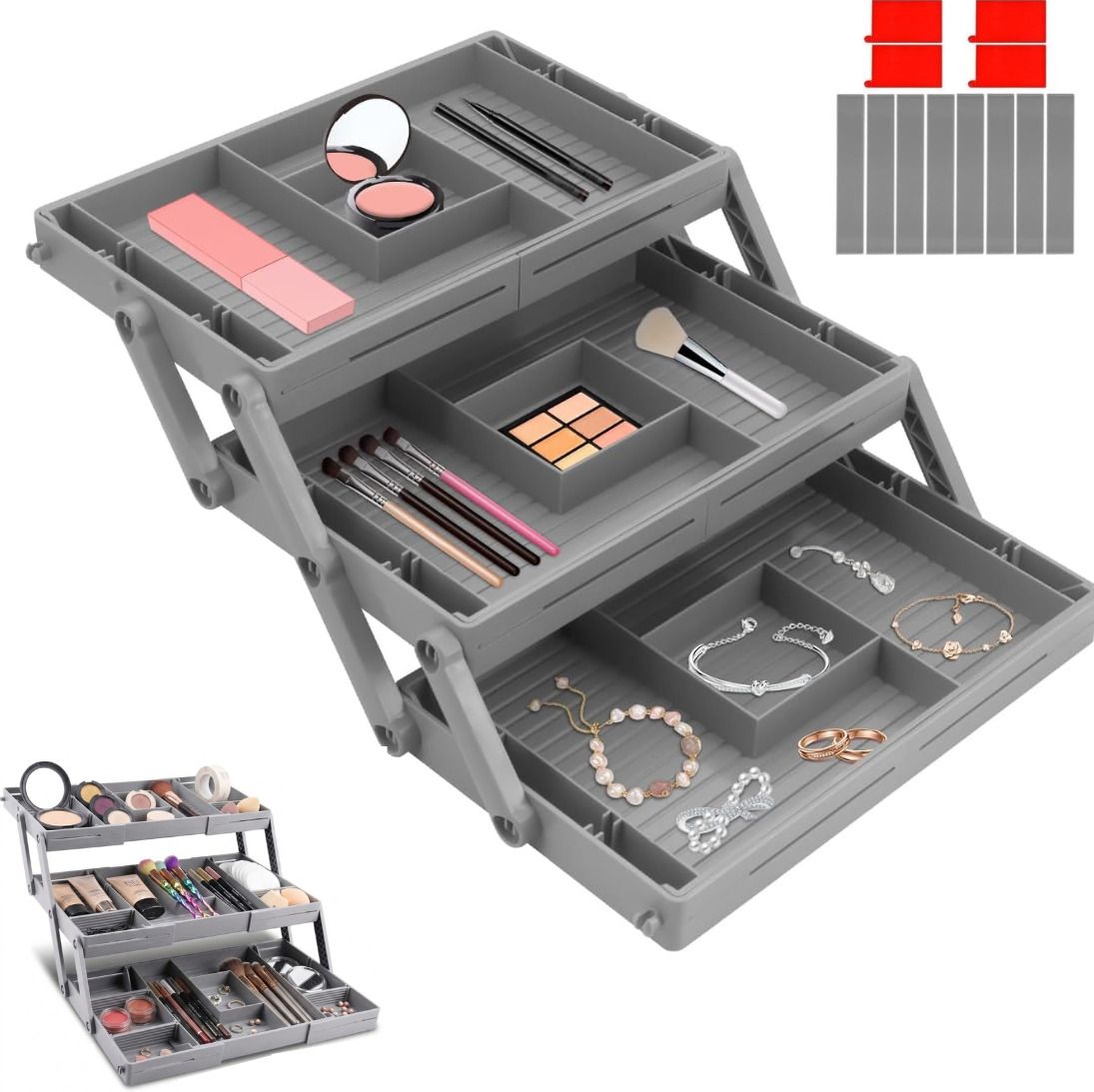 edtepy Smart Expandable 3 Tier Drawer Organizer for Desk & Drawer Storage Drawer Divider-picture-21