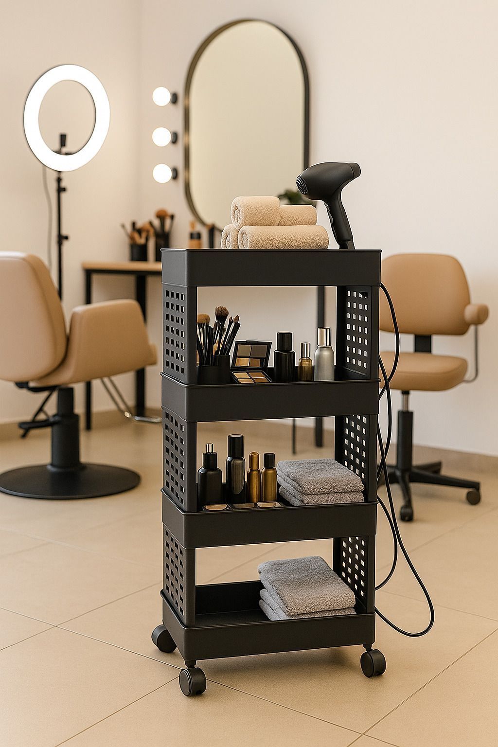 4 Layer Black Multi-Purpose Vegetable Solution for Office,Kitchen Trolley Drawer Divider-image-44