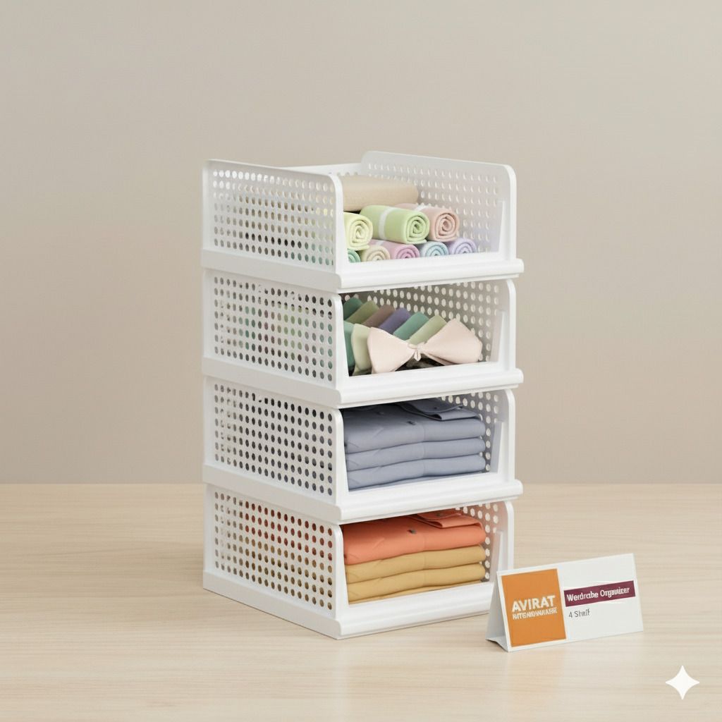 umax Multipurpose 5 Stackable Clothes Organizer Space Saving Wardrobe Storage Baskets Closet Divider-picture-15