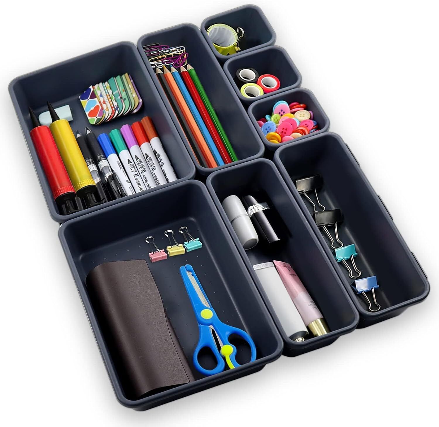 sochep Kitchen Drawer Organizer for stationery, makeup Drawer Organizer (Set of 8) Drawer Divider-picture-21