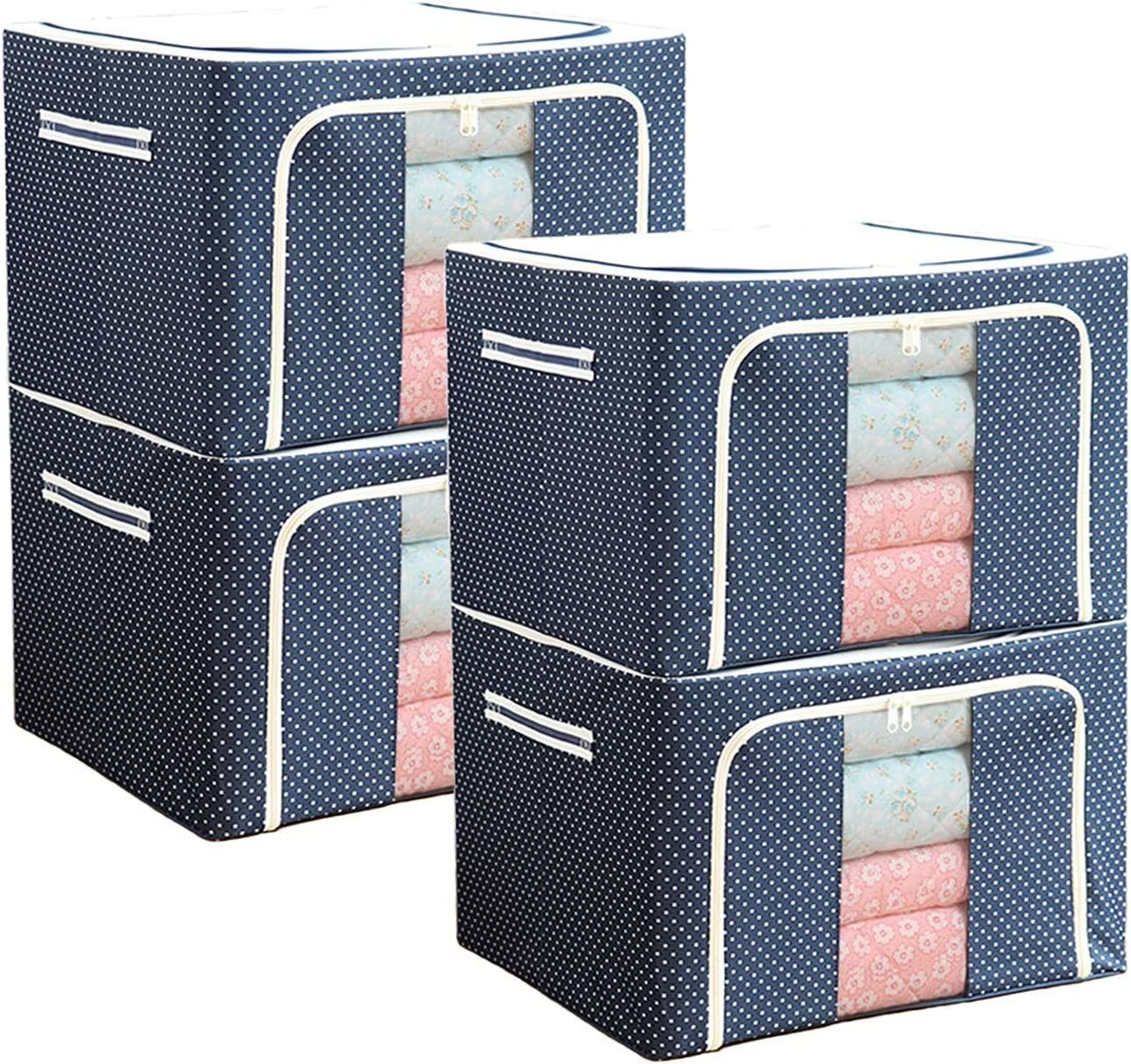 friza Cloth Organizer Storage Box, Foldable (66 Ltr) - Pack Of 4 Closet Divider-picture-19