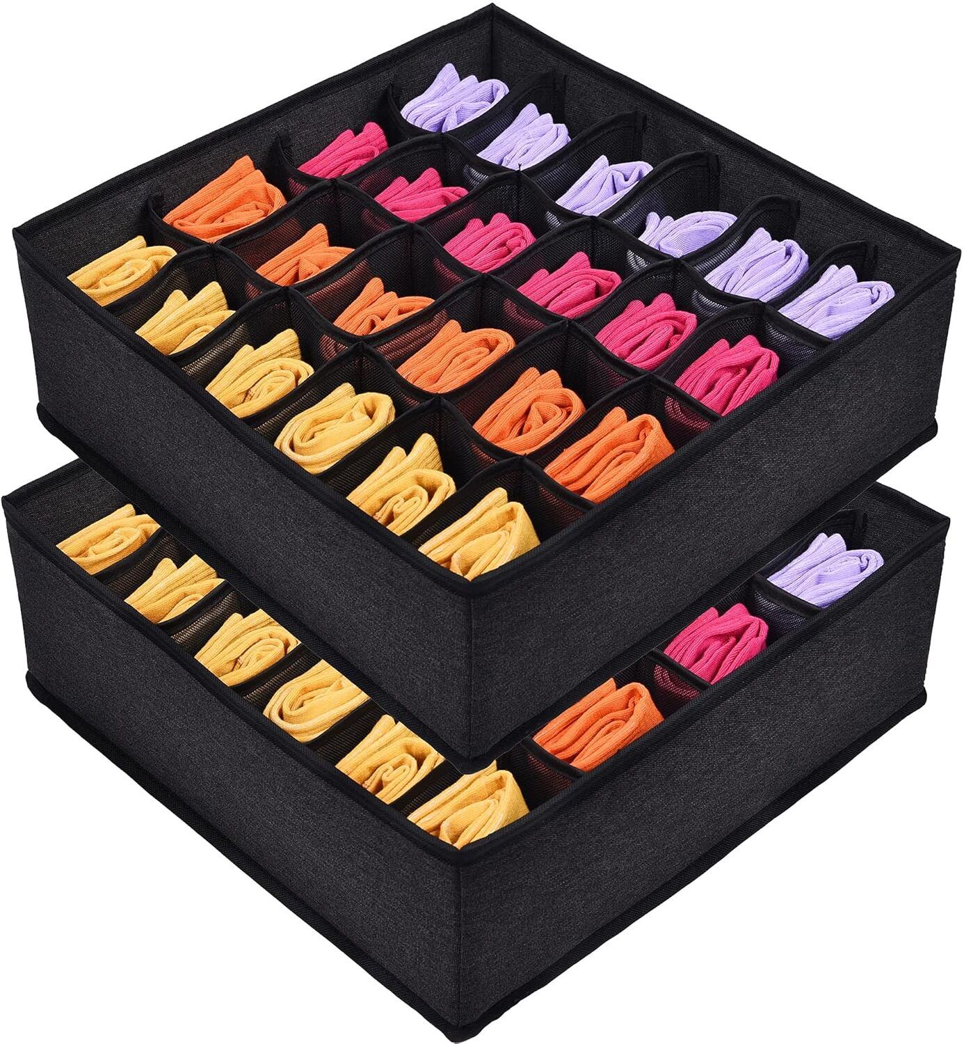 abtrix with ab "2-Pack 48 Cell Sock, Underwear & Tie Drawer Organizer - Collapsible & Durable" Drawer Divider-picture-19
