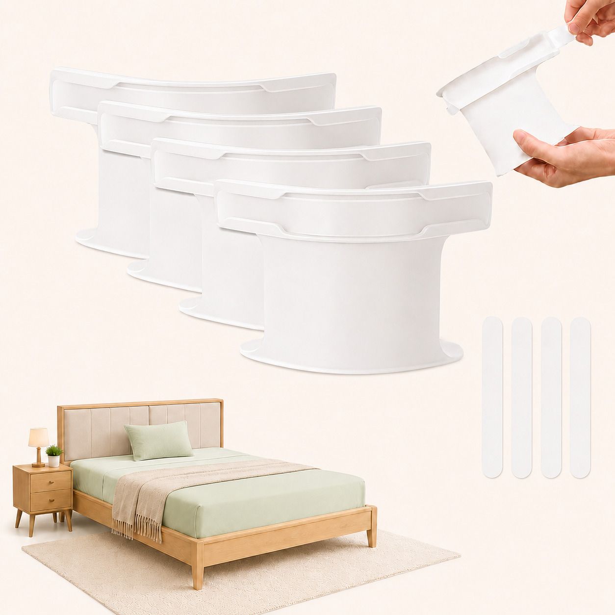 4Pcs Heavy Duty Bed Sheet Straps, Keep Sheets Firm & Tight Fit Any Size Mattres Plastic Cloth Clips-image-1