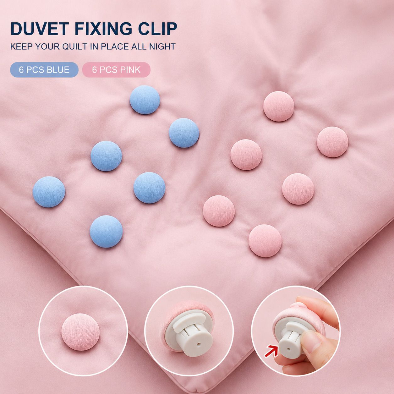Duvet Fixing Clips Quilt Holder Fasteners Anti Slip Blanket Grippers Pack of 12 Copper, Plastic, Steel Cloth Clips-image-5