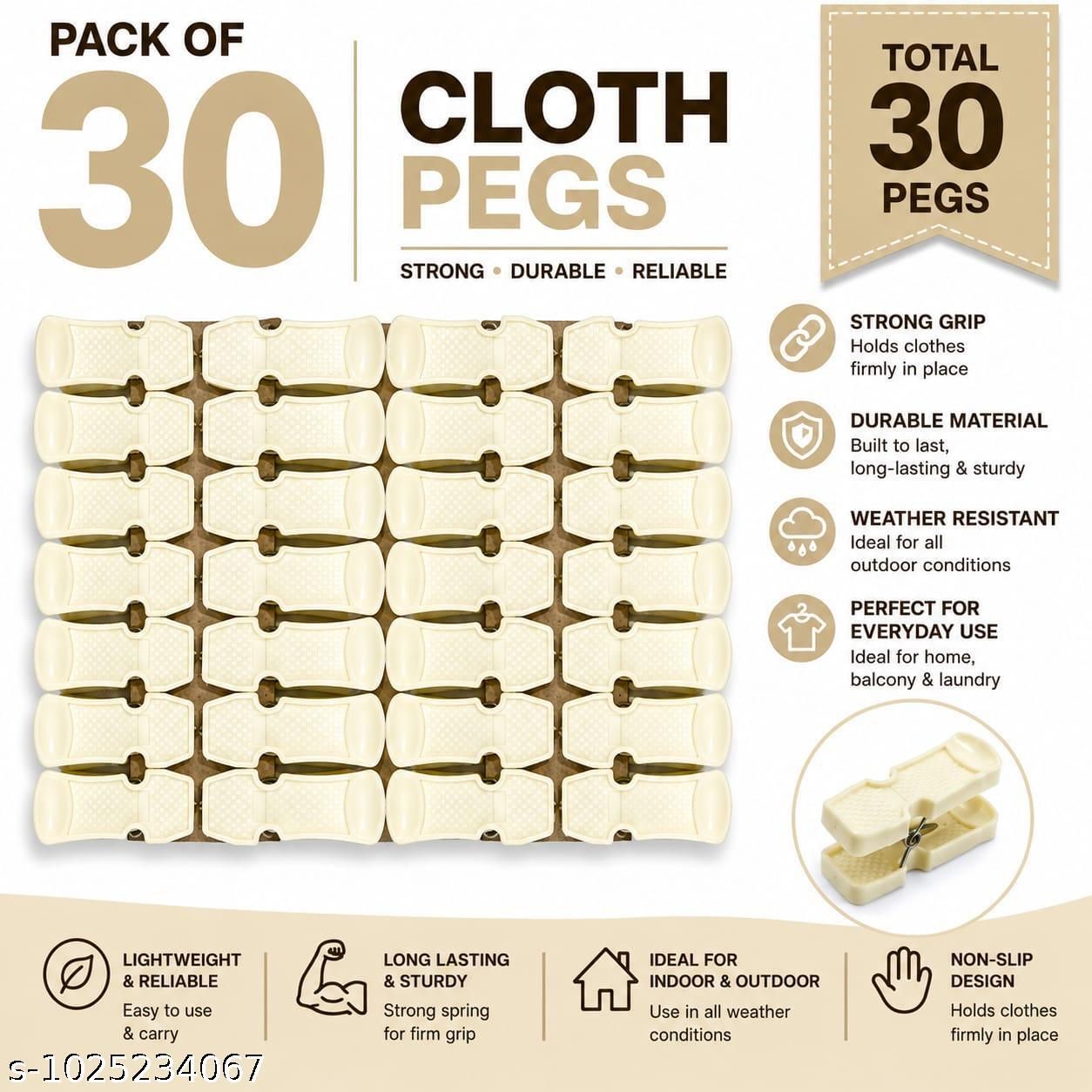 onetique PUNCH WHITE 30 Plastic Cloth Clips-picture-21