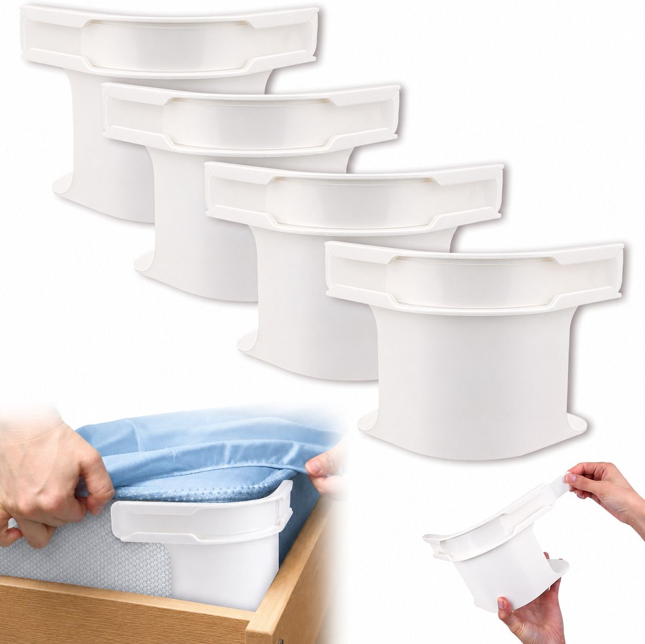 4Pcs Heavy Duty Bed Sheet Straps, Keep Sheets Firm & Tight Fit Any Size Mattres Plastic Cloth Clips-image-39