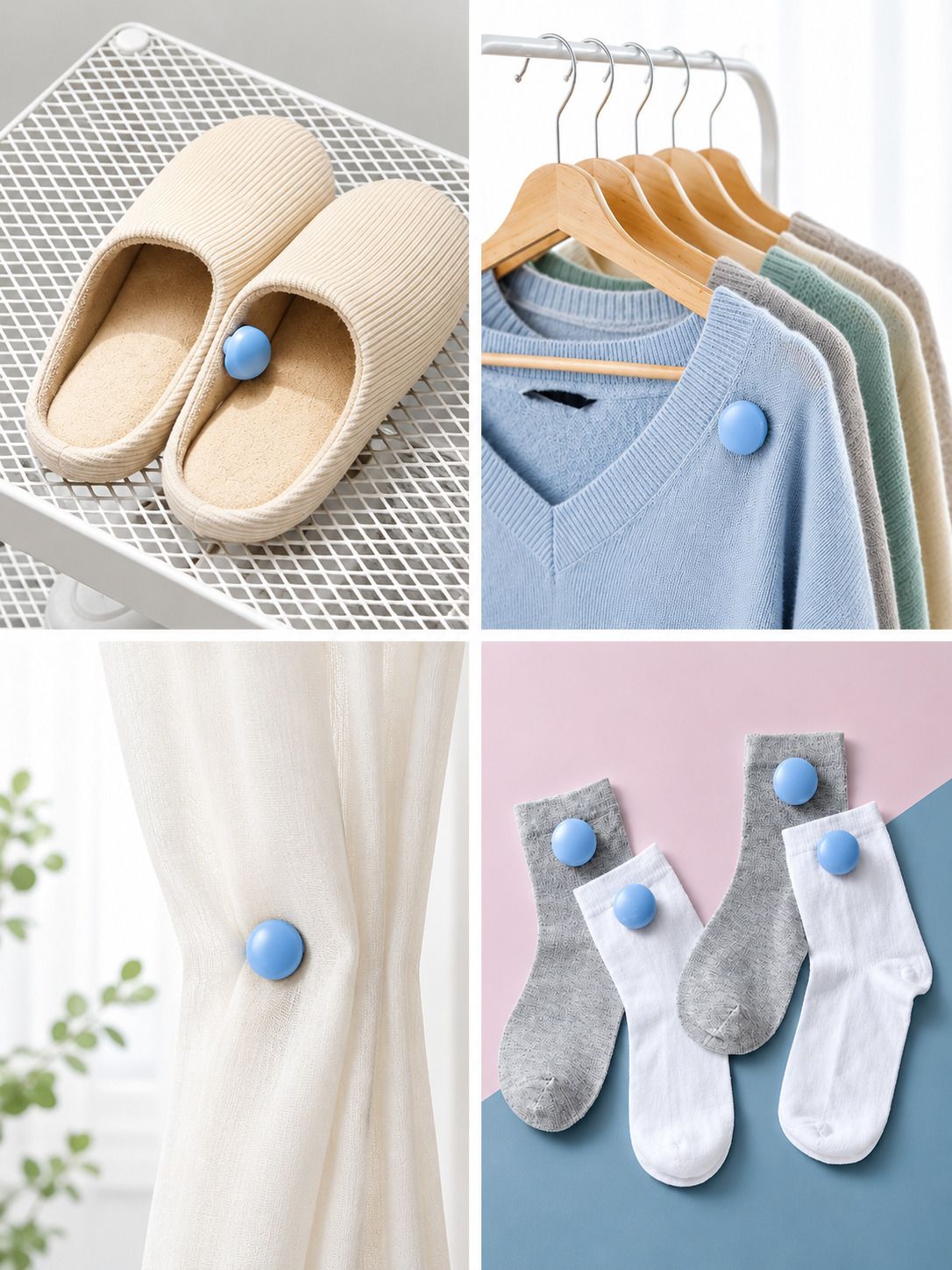 Duvet Clips for comforter, quilt, curtains and cushions Clips (Blue Pack of 4) Cotton, Stainless Steel Cloth Clips-image-2