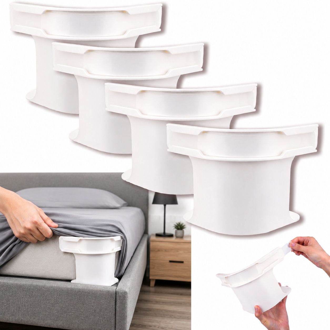4Pcs Heavy Duty Bed Sheet Straps, Keep Sheets Firm & Tight Fit Any Size Mattres Plastic Cloth Clips-image-24