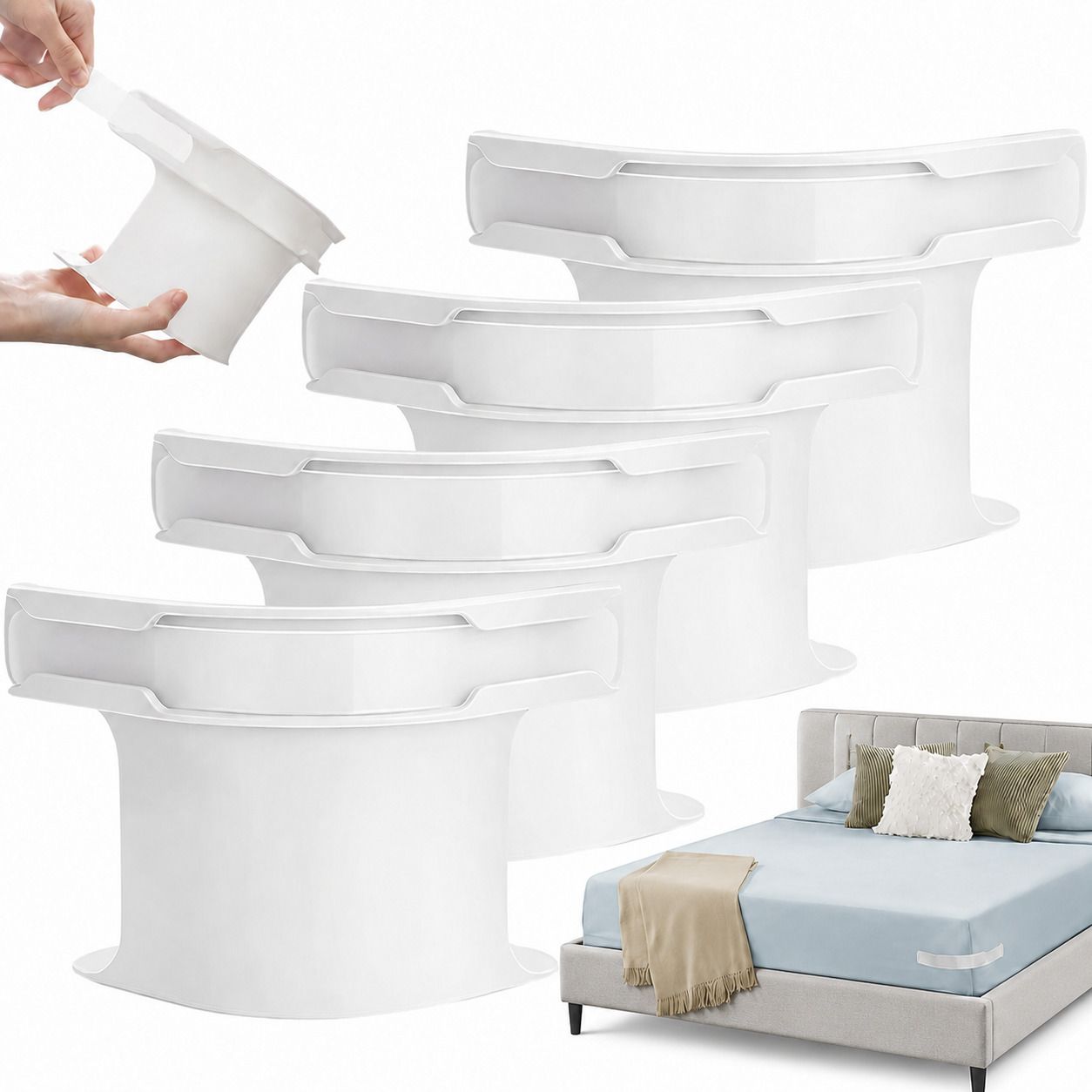 4Pcs Heavy Duty Bed Sheet Straps, Keep Sheets Firm & Tight Fit Any Size Mattres Plastic Cloth Clips-image-44