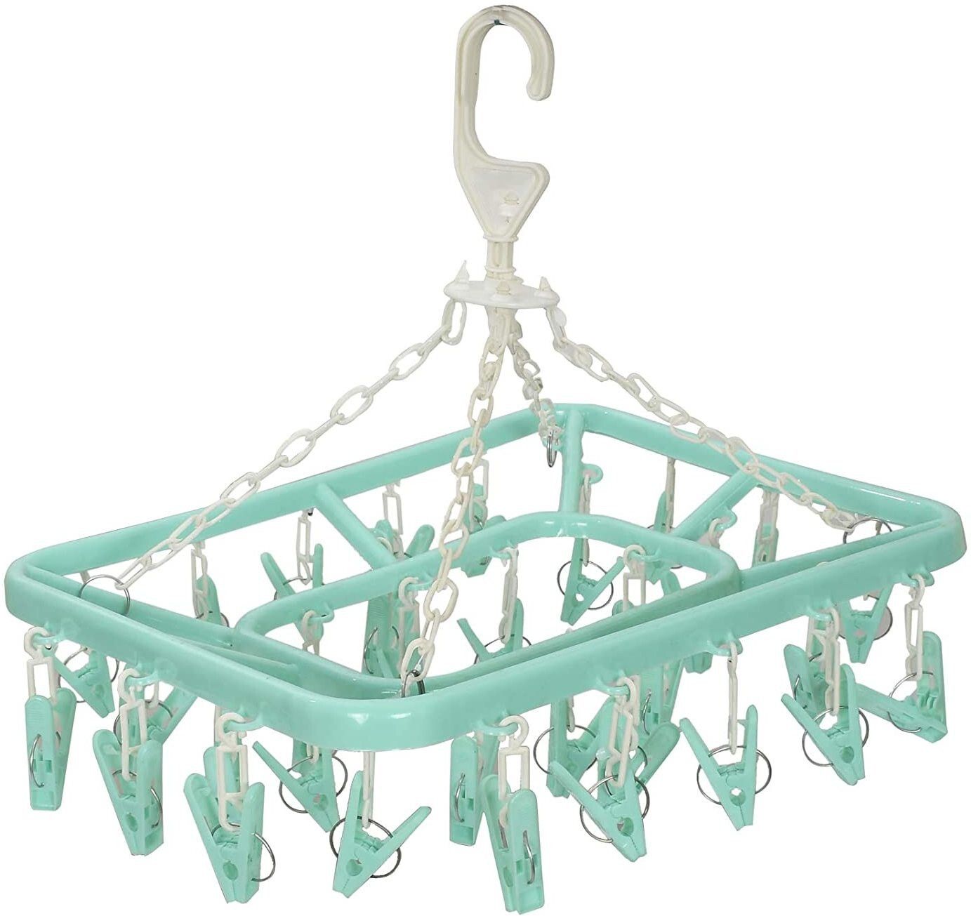 Plastic Cloth Drying Stand Hanger with 28 Clips/pegs, Baby Clothes Hanger Stand, Plastic Cloth Clips-image-21