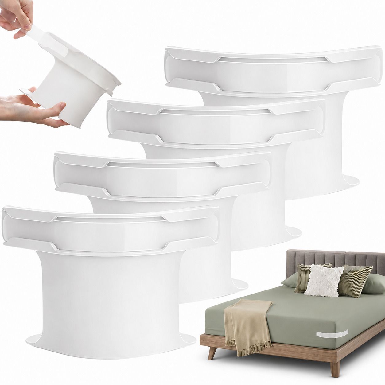 4Pcs Heavy Duty Bed Sheet Straps, Keep Sheets Firm & Tight Fit Any Size Mattres Plastic Cloth Clips-image-3