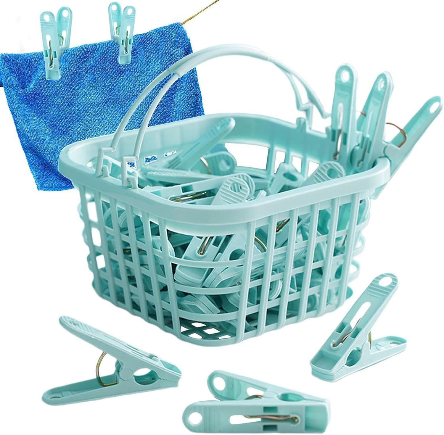 aryamurti Clip Storage Basket Cloth Drying 30 Clips Set Plastic Cloth Clips-picture-27