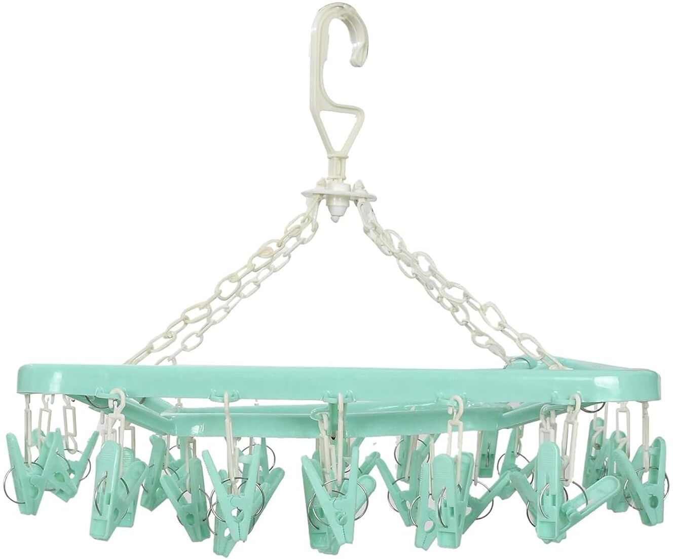 Cloth Drying Hanger 32 Clips 360 Degree Rotatable Hanger Stand for Cloth Plastic Cloth Clips