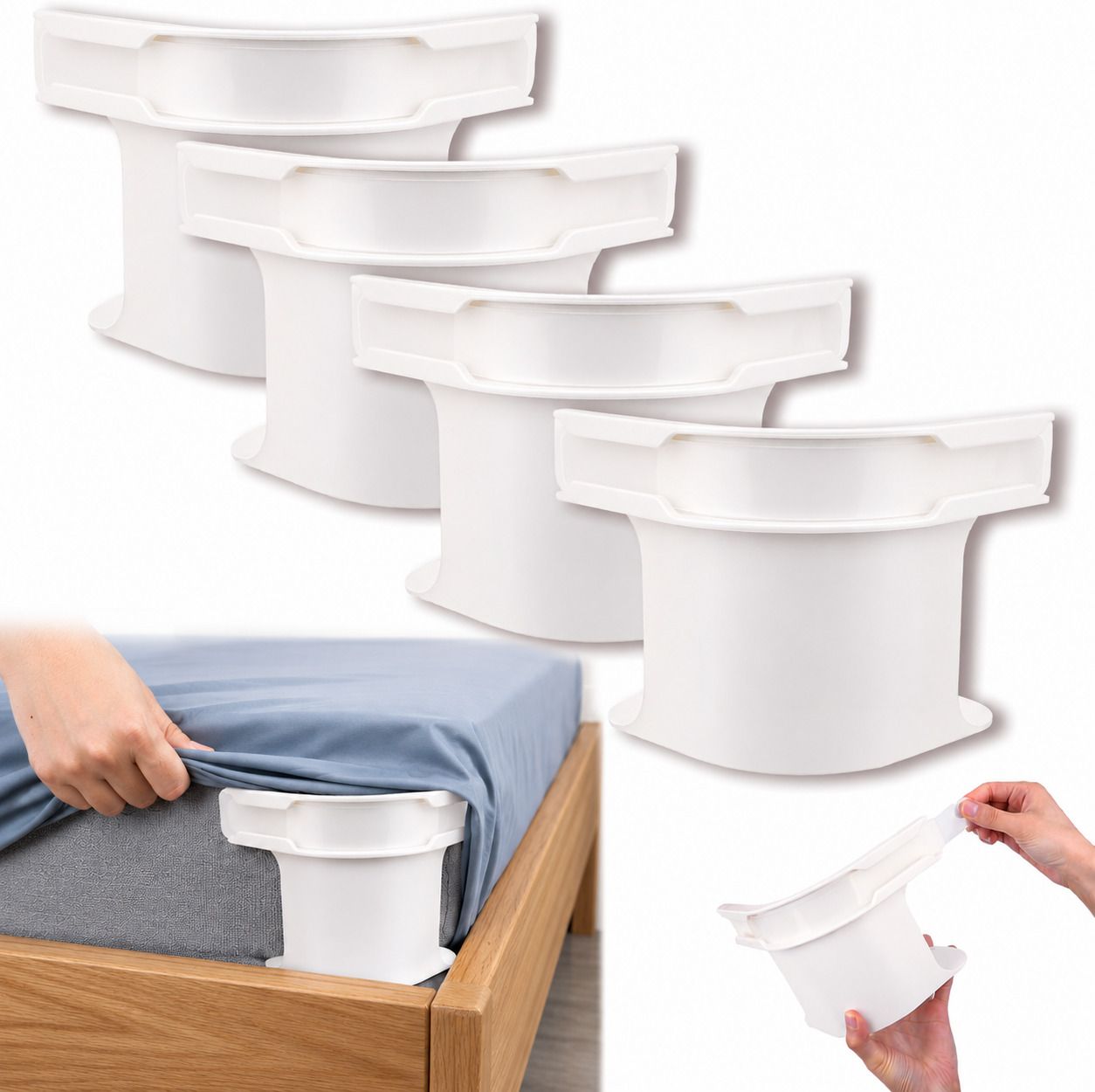 4Pcs Heavy Duty Bed Sheet Straps, Keep Sheets Firm & Tight Fit Any Size Mattres Plastic Cloth Clips-image-13