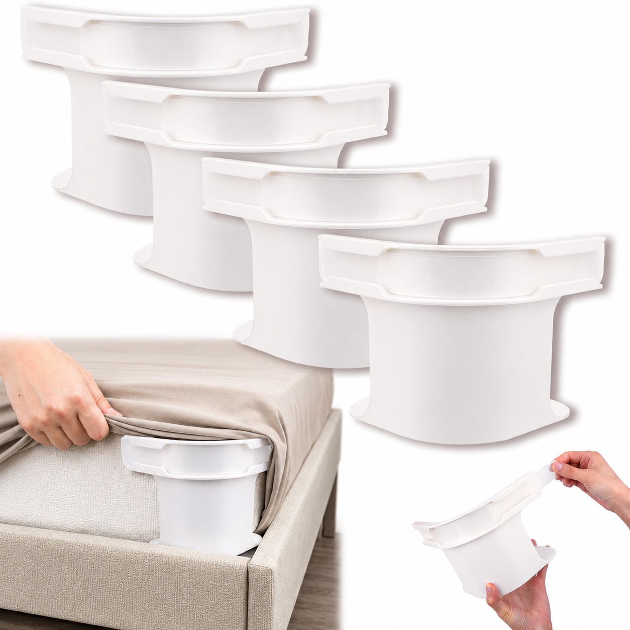 4Pcs Heavy Duty Bed Sheet Straps, Keep Sheets Firm & Tight Fit Any Size Mattres Plastic Cloth Clips-image-33