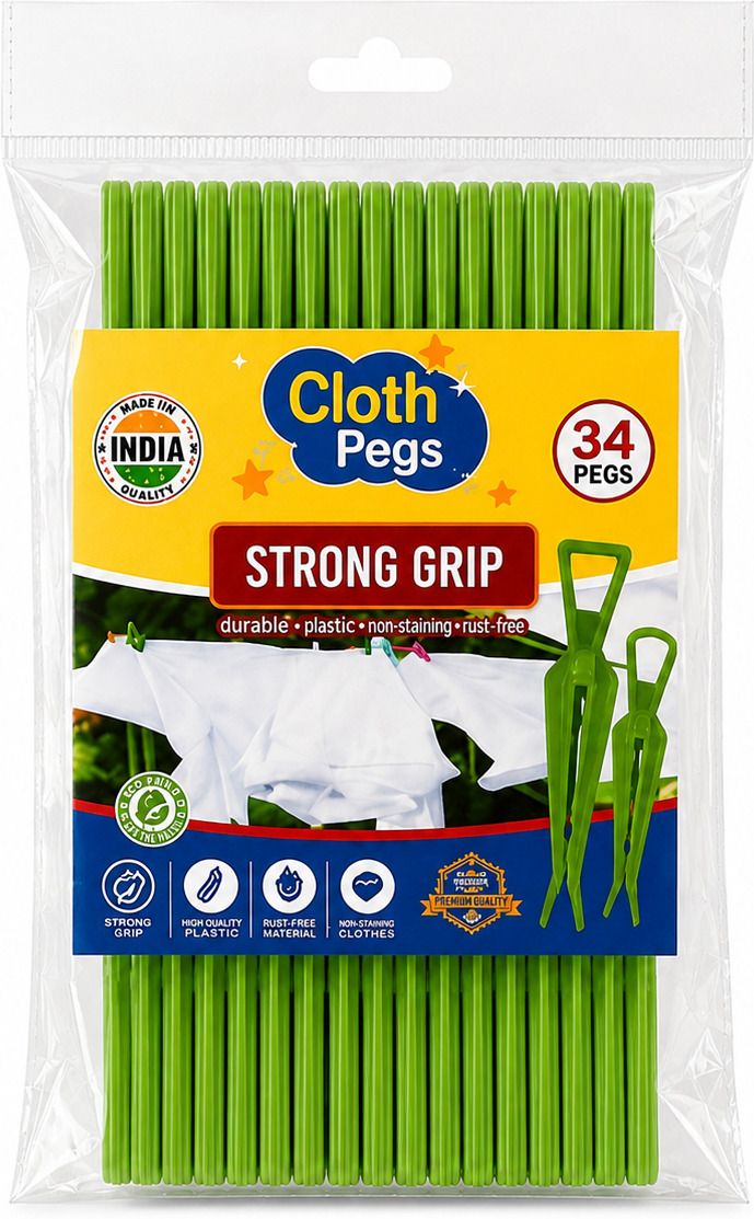 klvanso Premium Strong Grip Plastic Cloth Pegs 34 Pieces Green for Clothes Drying Plastic Cloth Clips-picture-34