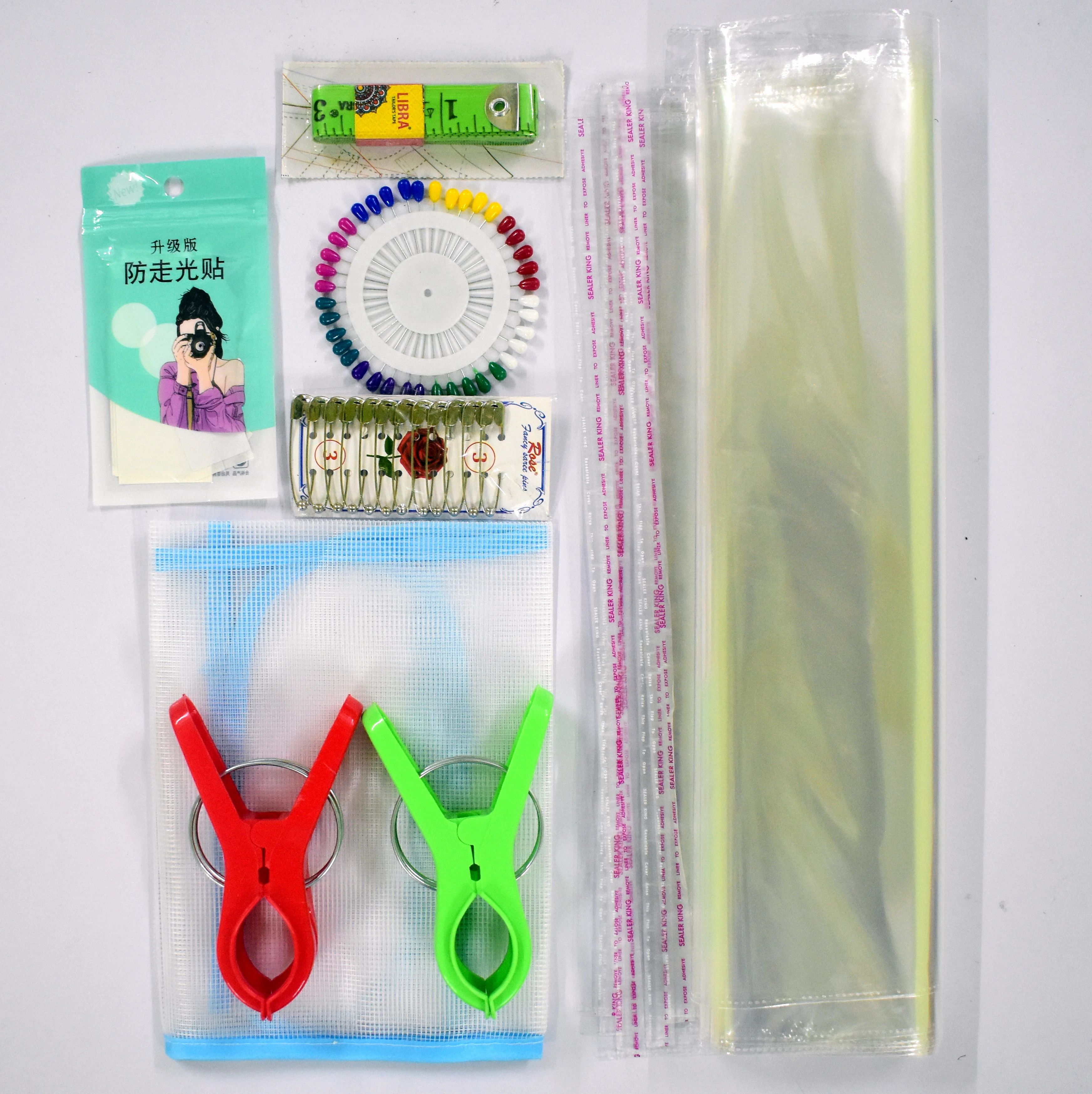 Saree Pre Pleating Kit with 7 items ironing mat, 2 big clips, tape, Pin, Cover Stainless Steel, Plastic, Polypropylene Cloth Clips