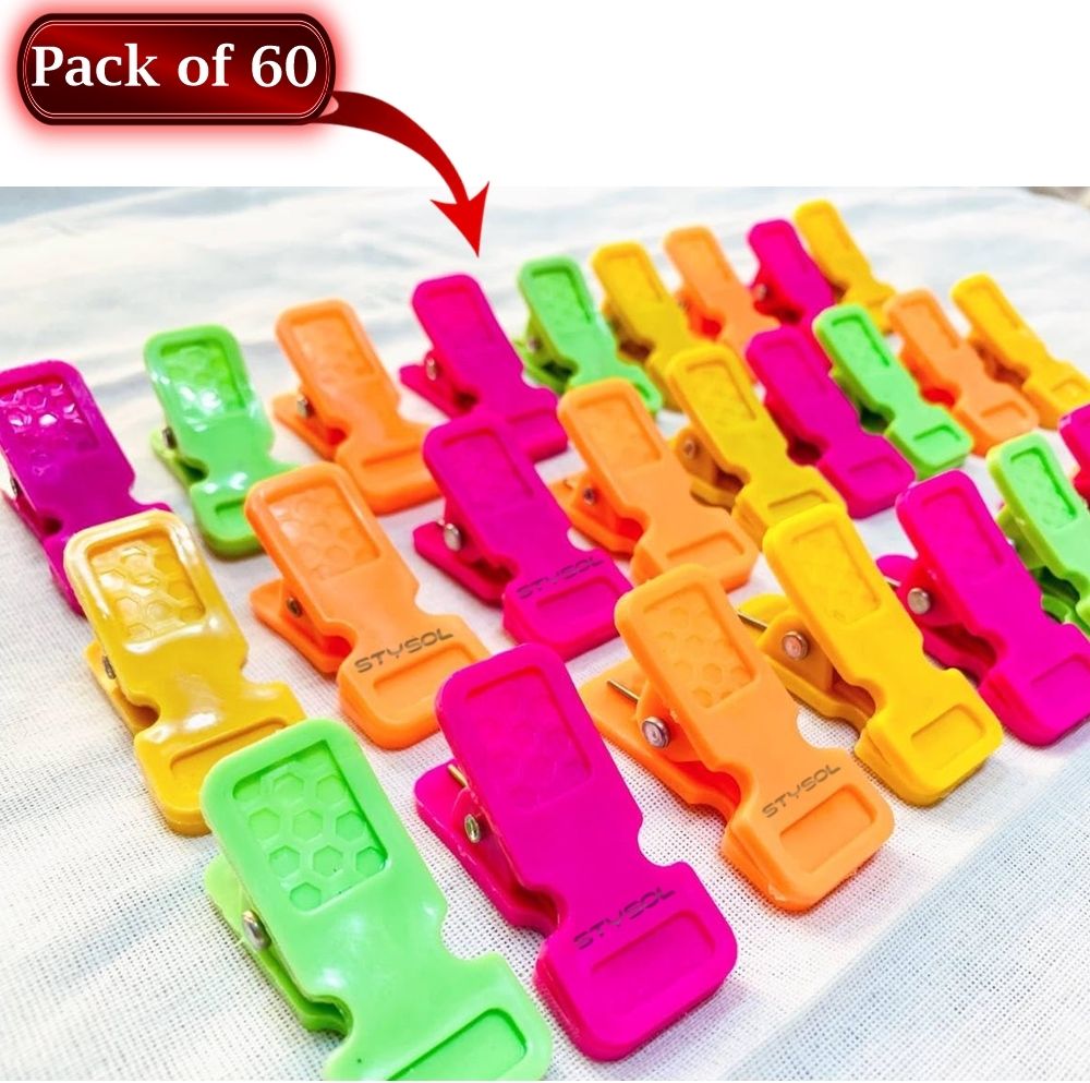 stysol Heavy Duty (Multi 60 Pcs) Non Slip Plastic Clothes Drying Clips Plastic Cloth Clips-picture-16