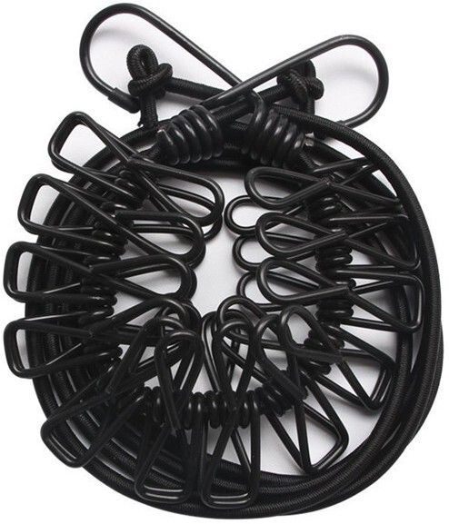Clothesline Rope Drying Clothes Hanging Rope with 12 Clips 1.8 meter Rope Steel, Plastic Cloth Clips-image-7