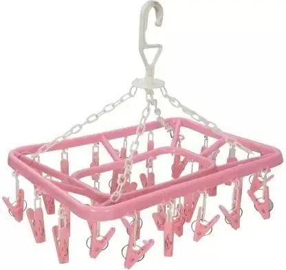 muenterprises 360 degree rotating hanger with 32 Clip Plastic Hanger Plastic Cloth Clips-picture-3