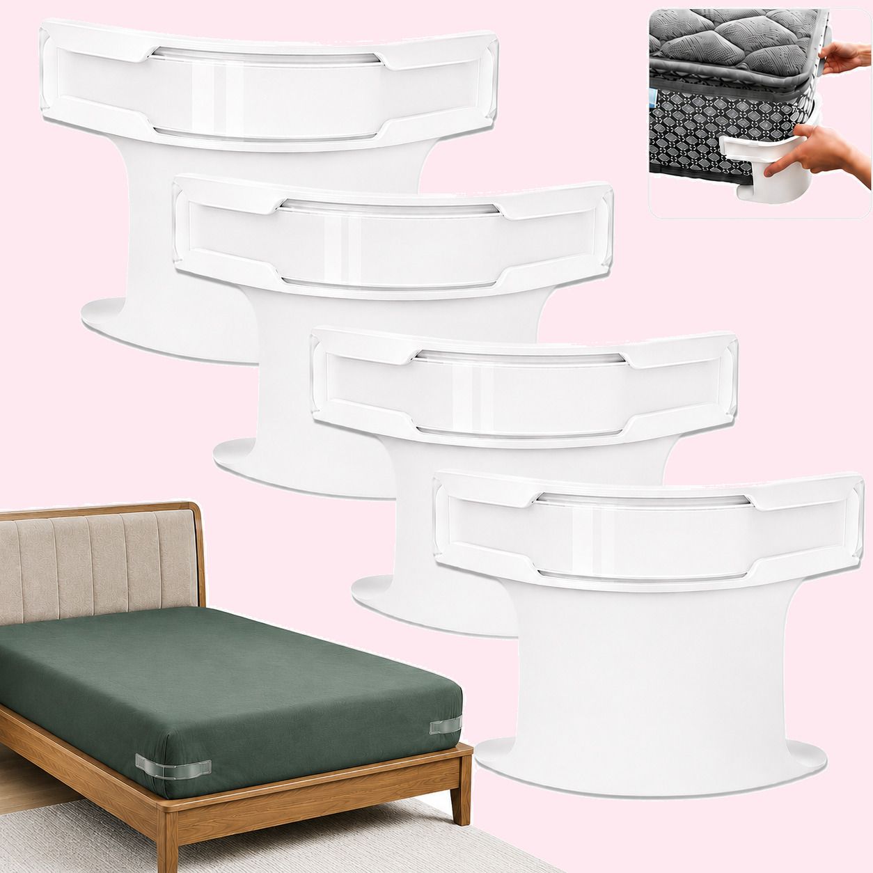 4Pcs Heavy Duty Bed Sheet Straps, Keep Sheets Firm & Tight Fit Any Size Mattres Plastic Cloth Clips-image-14