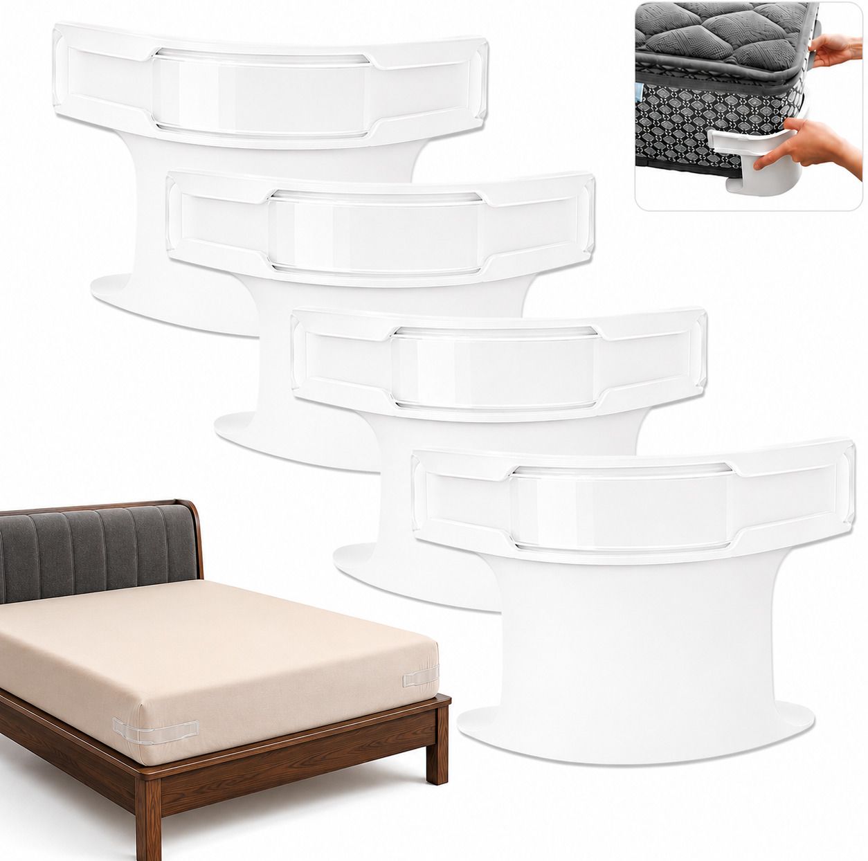parihaaraj 4Pcs Heavy Duty Bed Sheet Straps, Keep Sheets Firm & Tight Fit Any Size Mattres Plastic Cloth Clips-picture-29