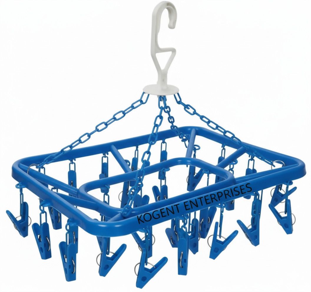kogent enterprises Plastic Cloth Drying Stand Hanger with 28 Clips/pegs, Baby Clothes Hanger Stand Plastic Cloth Clips-picture-14