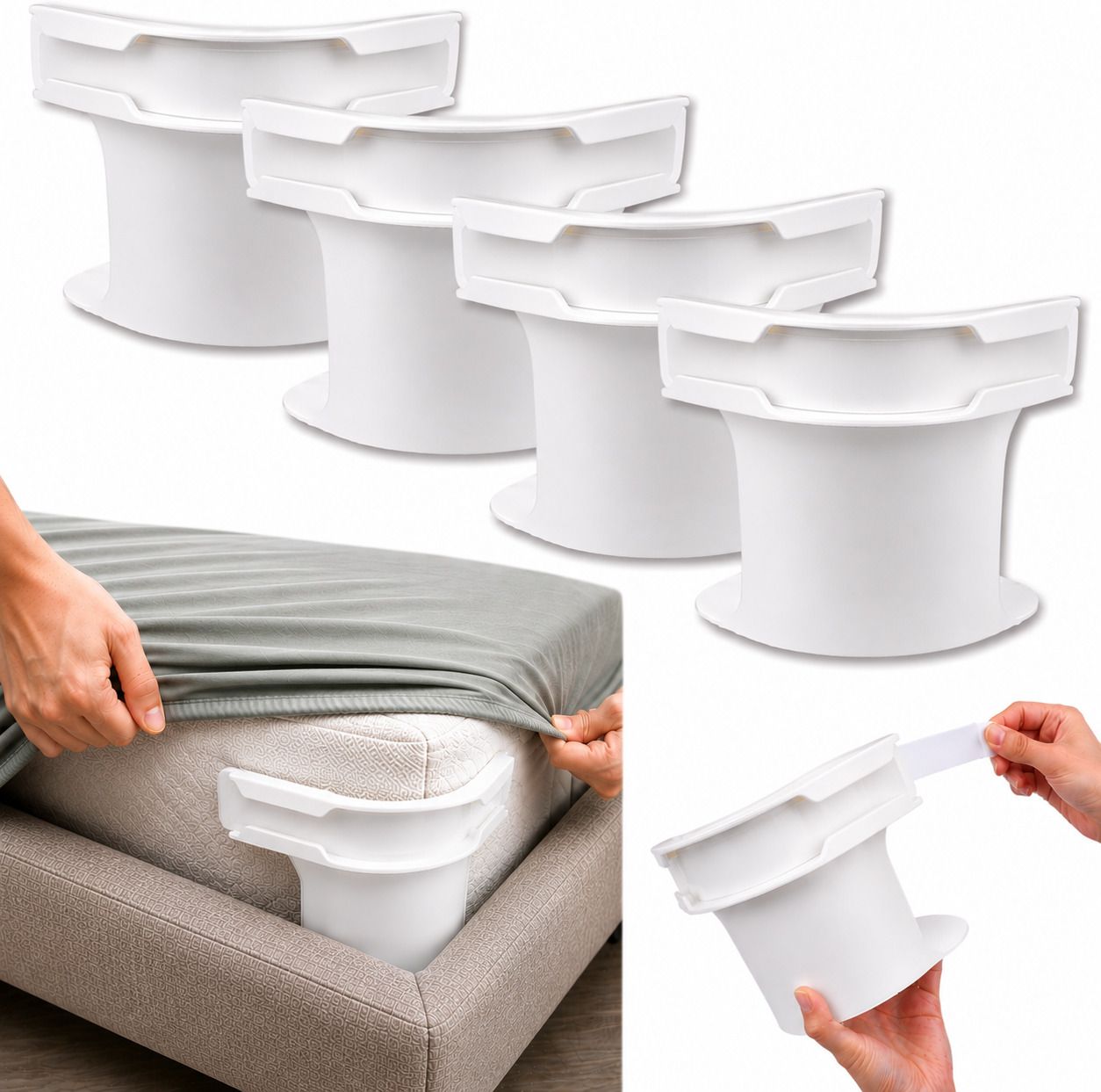 4Pcs Heavy Duty Bed Sheet Straps, Keep Sheets Firm & Tight Fit Any Size Mattres Plastic Cloth Clips-image-37