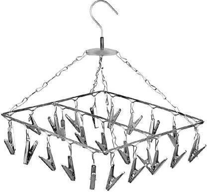 20 Clips Peg Hanger with swivel hook Infant Clothes innerware Scarf Organizer Stainless Steel Cloth Clips-image-23