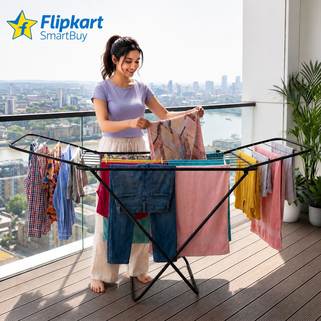 Steel Floor Cloth Dryer Stand Perfect Use for Balcony and Indoor Laundry Racks for Drying Clothes-image-25