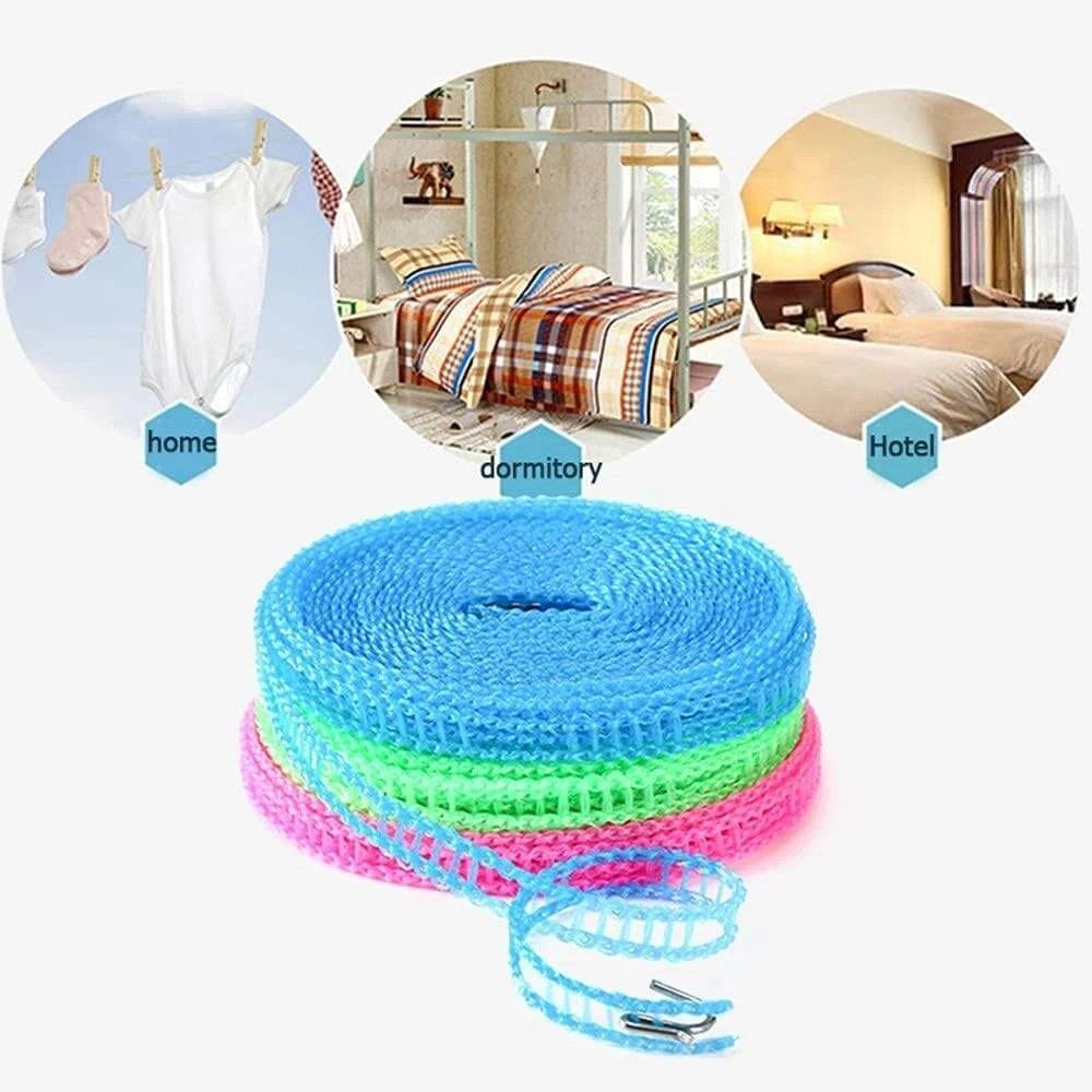 aaradhay 3 Pc of Windproof Anti-Slip Clothes Washing Line Multicolor-picture-18