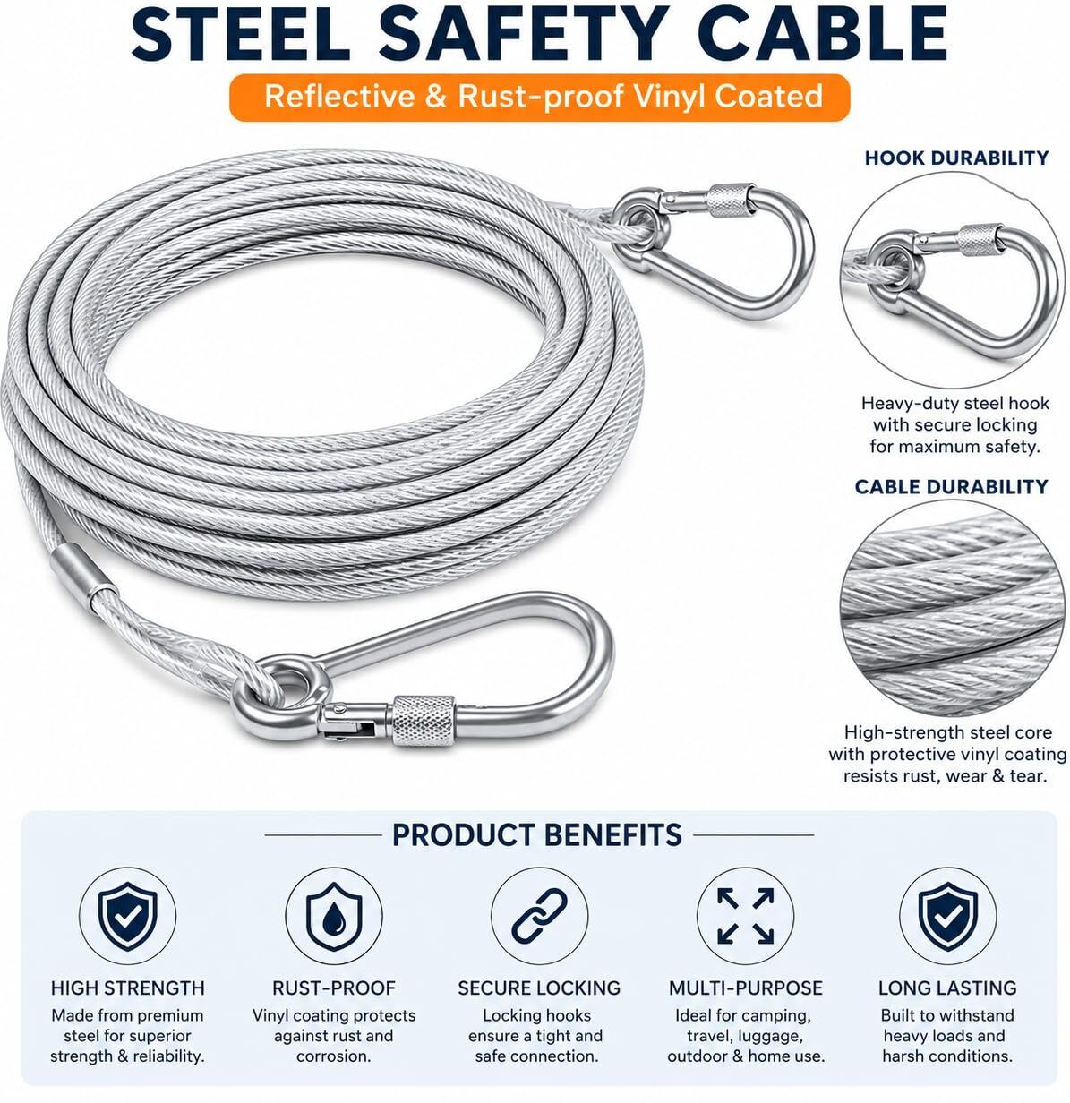 sanmati 10 m High Strength Galvanized Steel Safety Cable Rope Steel-picture-11