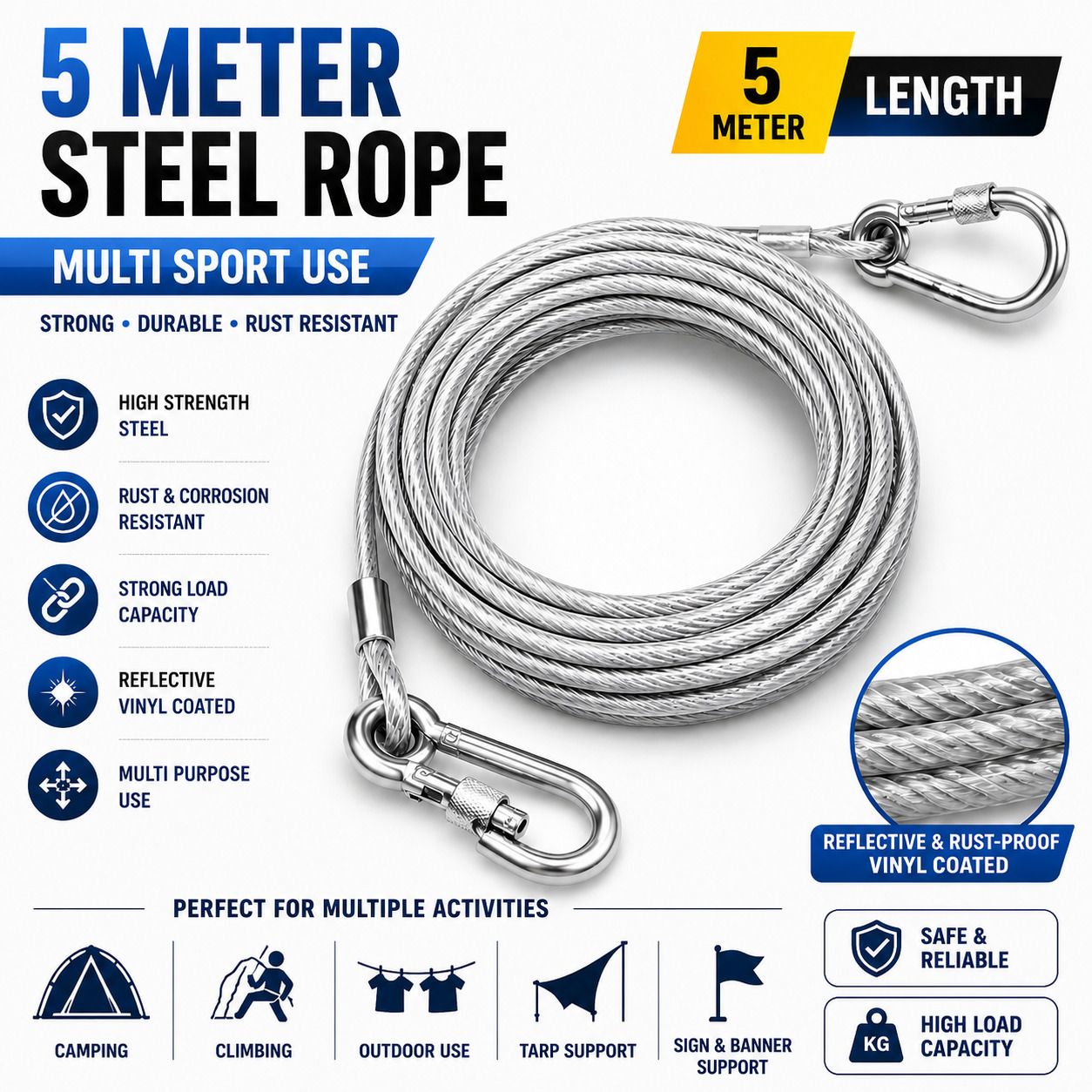 bodkizone Clothesline Wire Rope Stainless Steel Clothesline-picture-17