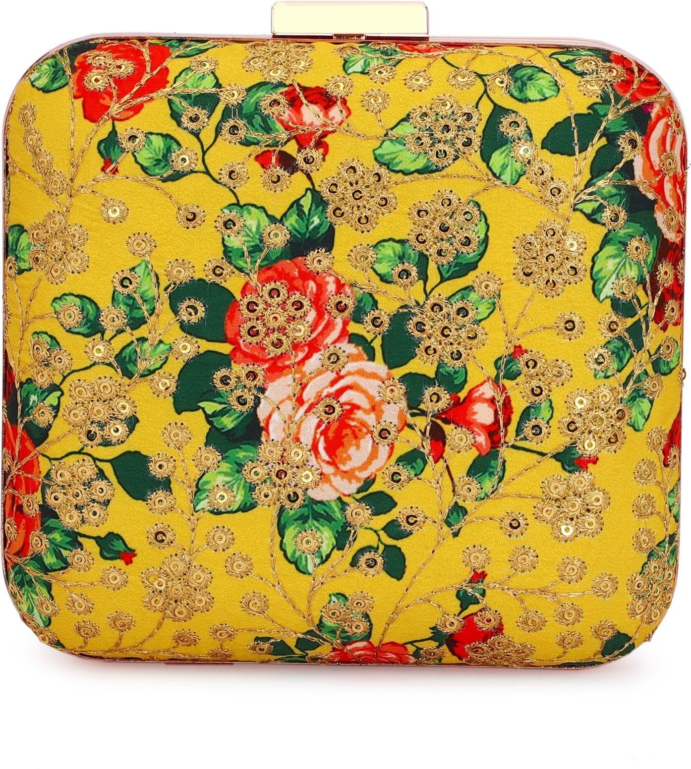 tooba handicraft Party Yellow Clutch-picture-24