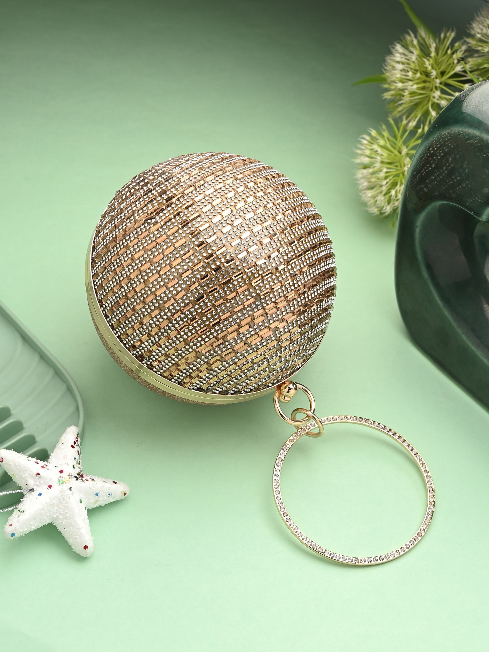 tooba handicraft Party Gold Clutch-picture-38