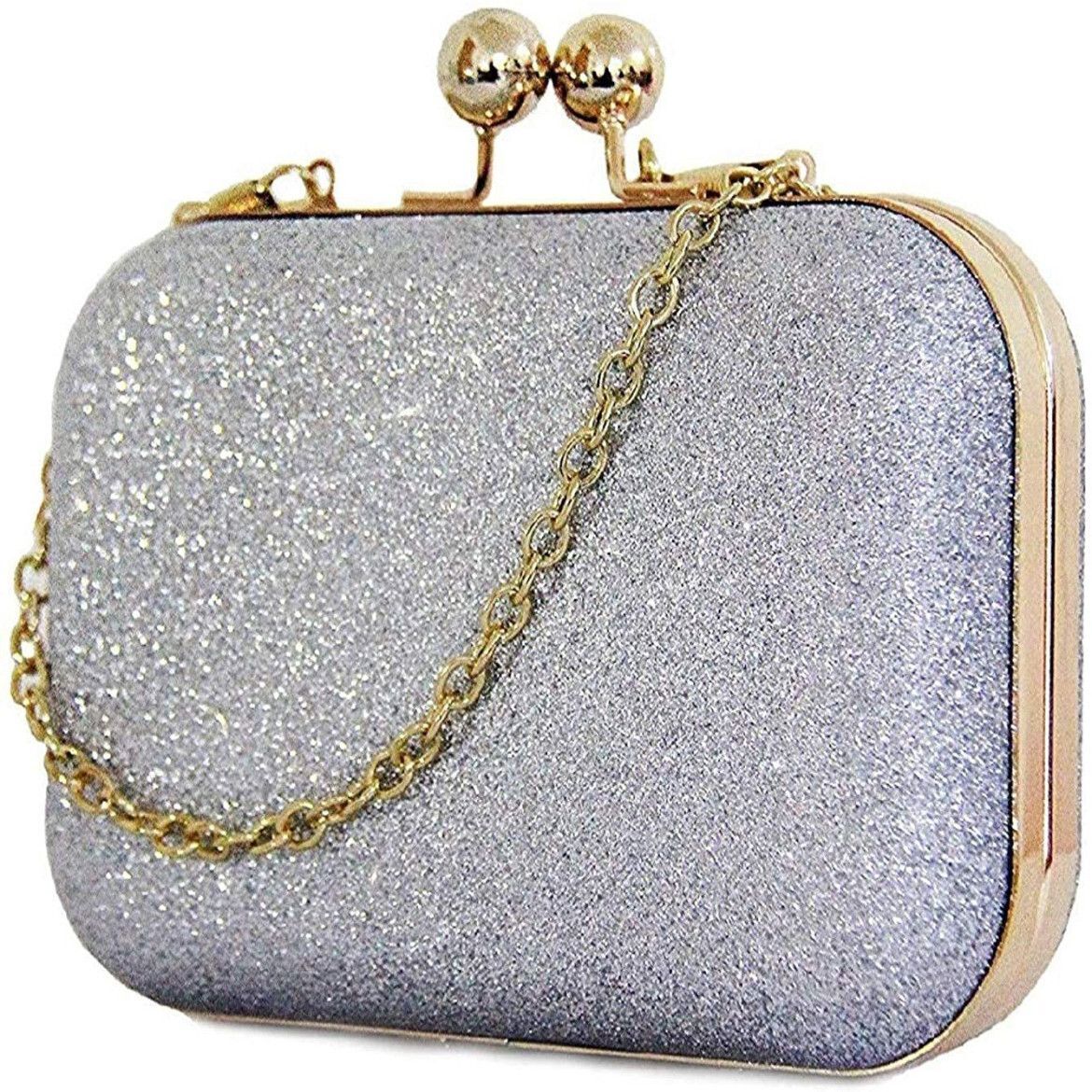 tooba handicraft Party Silver Clutch-picture-31