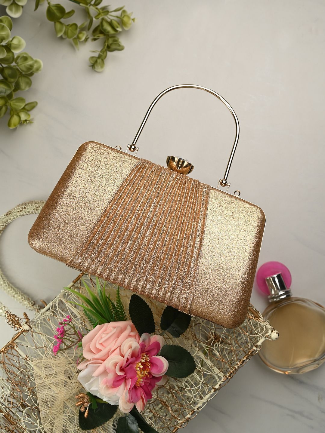 tooba handicraft Party Gold Clutch-picture-31